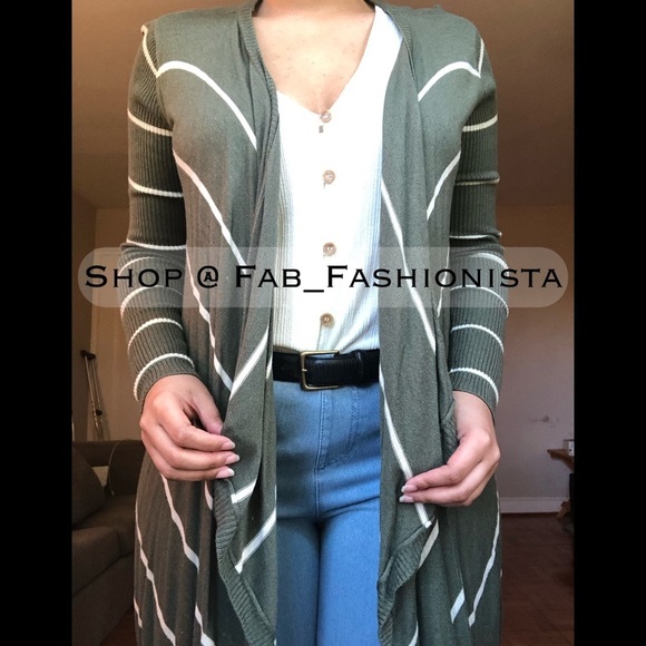 Asymmetrical Striped cardigan sweater - Picture 3 of 11